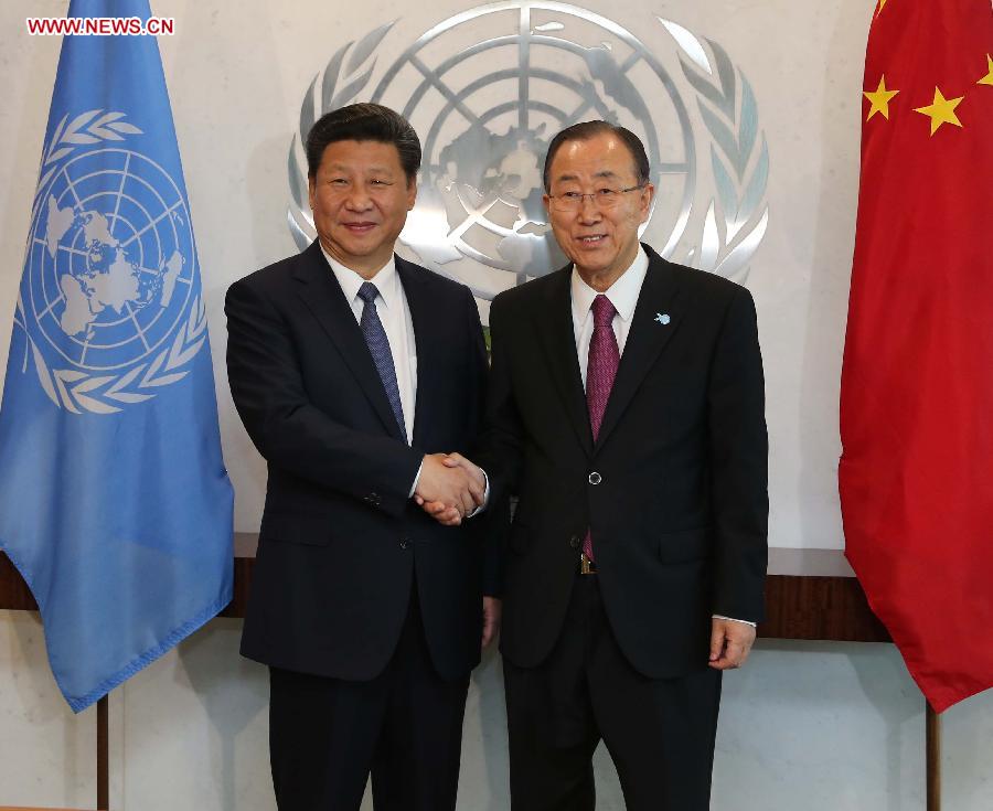 UN-NEW YORK-CHINA-XI JINPING-BAN KI-MOON-MEETING