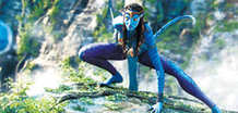 Neytiri, a Na'vi princess played by Zoe Saldana, in James Cameron's 3-D extravaganza 'Avatar'. 