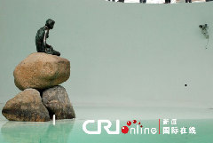 Denmark's iconic Little Mermaid statue is unveiled at the Danish pavilion at Shanghai World Expo site April 25, 2010.