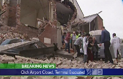 People are evacuated from a damaged building after an earthquake in Christchurch, New Zealand, in this Feb 22, 2011 image taken from video footage. [Agencies]