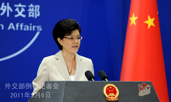 Chinese Foreign Ministry spokeswoman Jiang Yu speaks during a regular press conference in Beijing, September 6, 2011. 