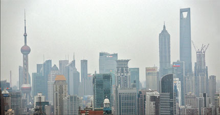 Highrises from both Puxi and Pudong are seen during overcast weather yesterday in Shanghai. 