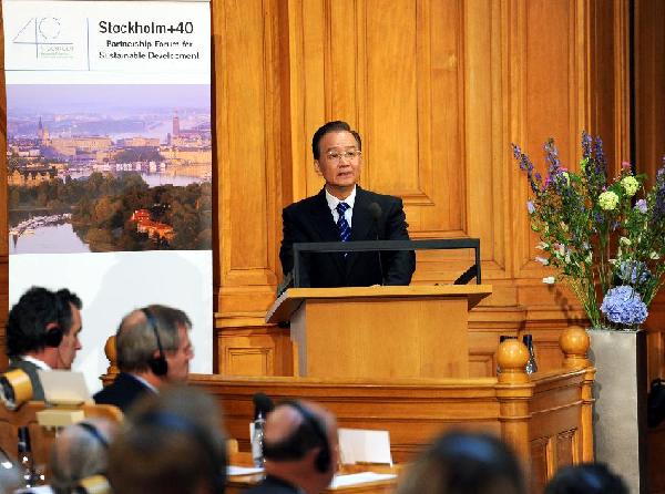 SWEDEN-STOCKHOLM-CHINA-WEN JIABAO-SUSTAINABLE DEVELOPMENT FORUM