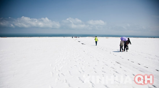 The Qinghai Lake has been expanding for seven consecutive years. [Photo/ Xinhua] 